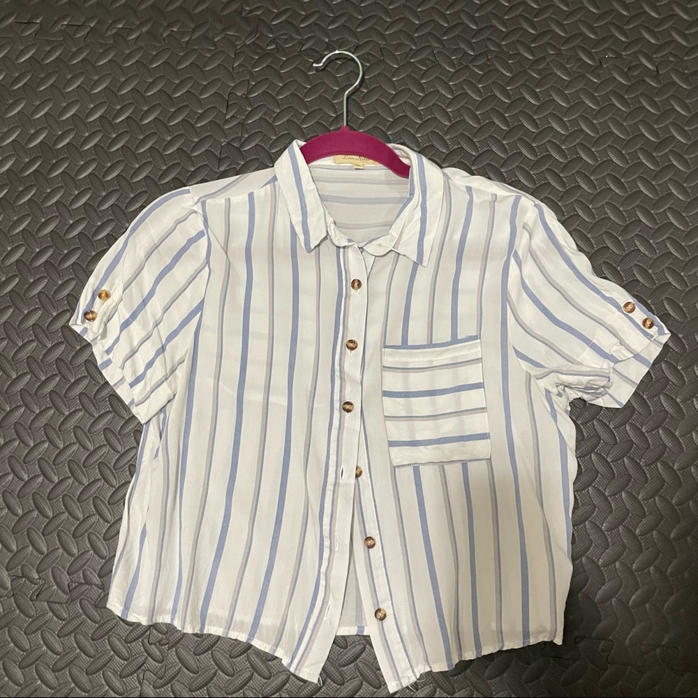 Cropped Striped Button Down